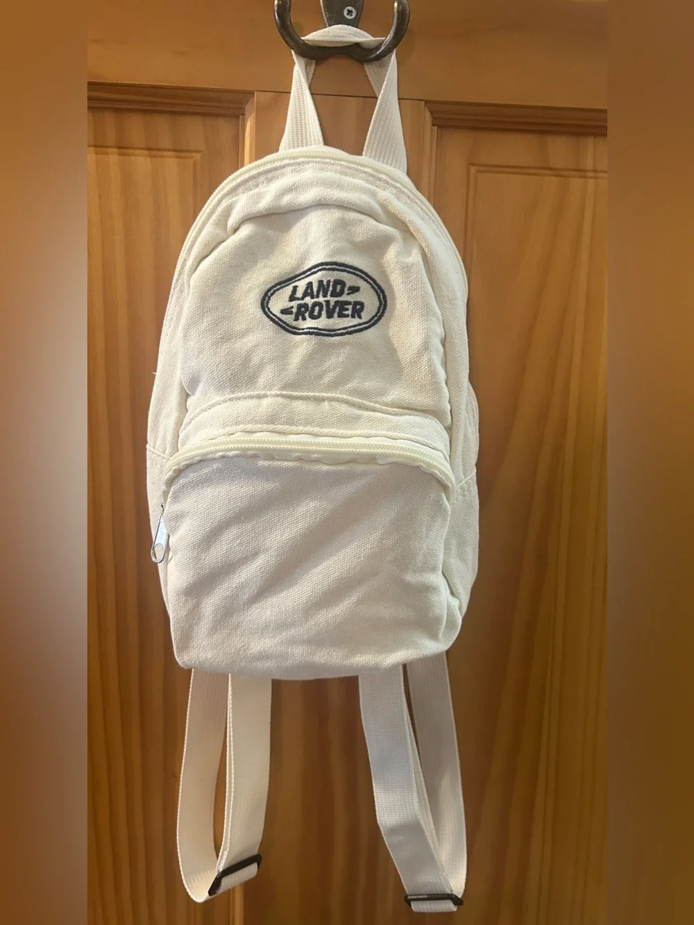 Land Rover Mini Backpack Canvas Front Zipper Bag Canvas PacSun  10” Cream EUC